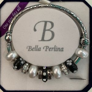 Black, White And Pearl Charm Bracelet